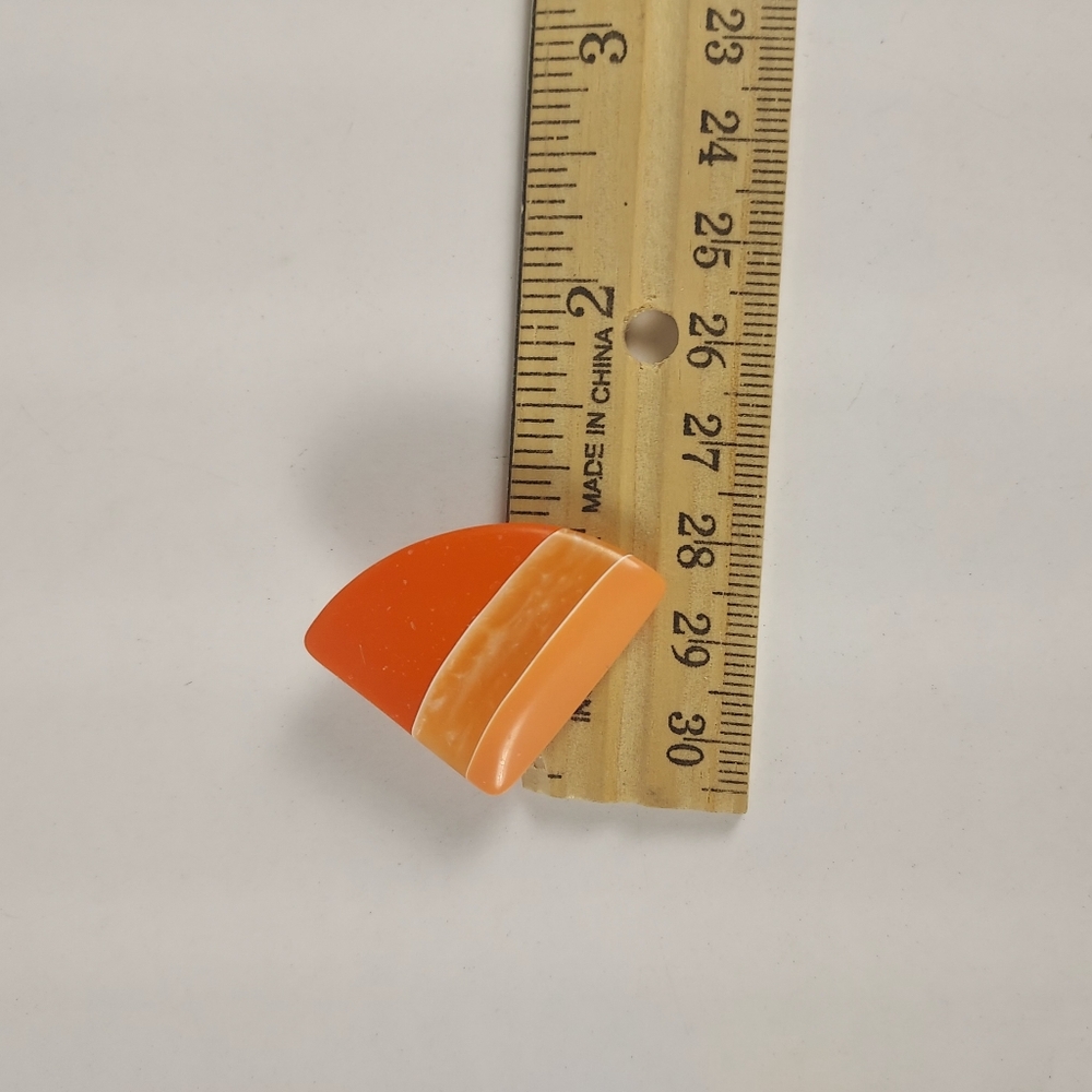 Bold Orange Resin Half-Moon Clip On Earrings - Picture 4 of 9